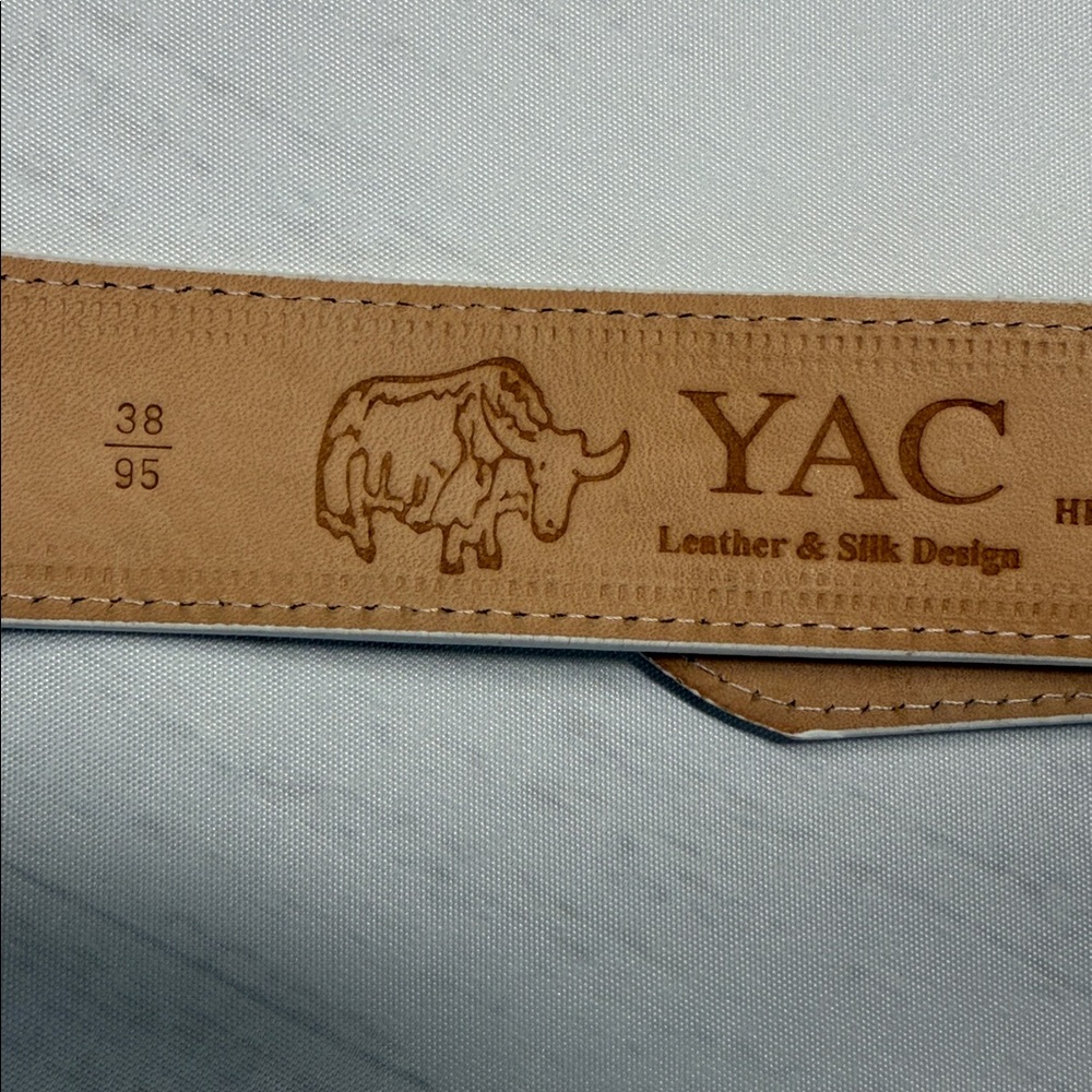 YAC White and Gold Leather and Silk Rooster Design Western Cowboy Belt Size 38 - Picture 5 of 6